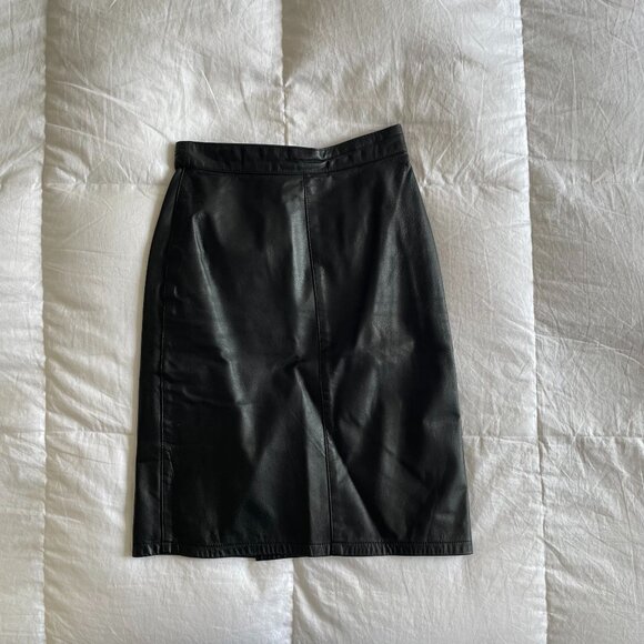 Vintage PELLE New York Leather Skirt (sz 5/6) - Picture 1 of 5